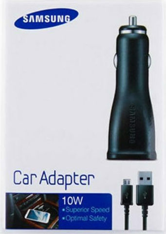 Samsung Φορτιστής Αυτοκινήτου 10W 2A με μία Θύρα: 1xUSB μαζί με Καλώδιο Micro-USB Μαύρος