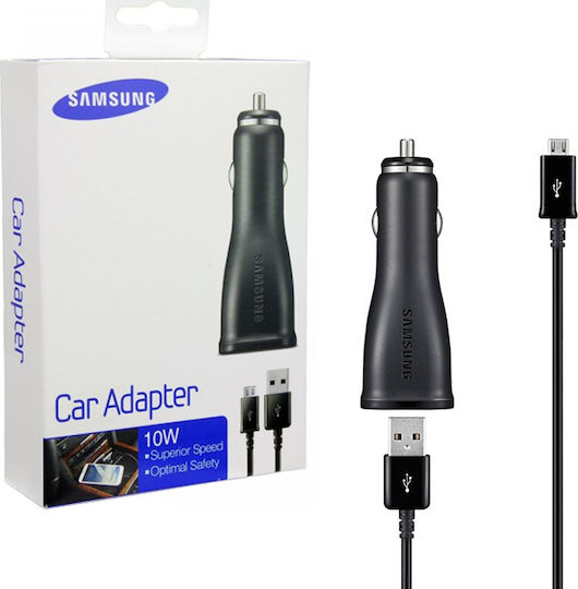 Samsung Φορτιστής Αυτοκινήτου 10W 2A με μία Θύρα: 1xUSB μαζί με Καλώδιο Micro-USB Μαύρος