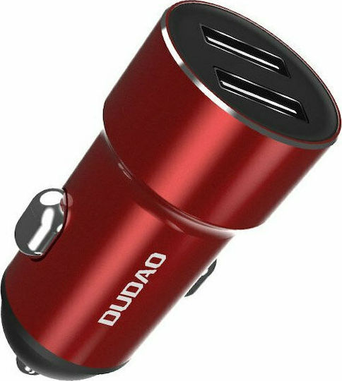 Dudao R6 Auto-Ladegerät 17W 2.4A mit Anschlüssen: 2xUSB Rot Farbe