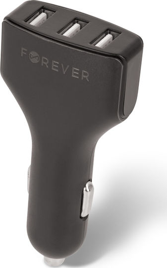 Forever Forever CC-05 Car Charger 4.8A with Ports: 3xUSB Black Color