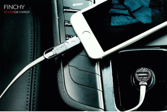 Remax Finchy Auto-Ladegerät 3.4A mit einem Anschluss: 1xUSB mit Kabel Blitzschlag / Mikro-USB Silber Farbe