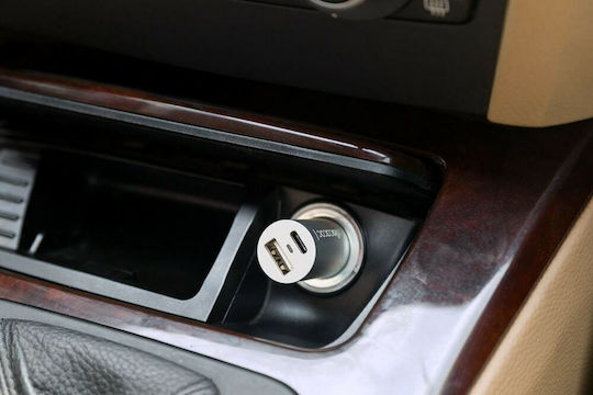 Allocacoc Handy-Autoladegerät 3.4A mit Anschlüssen: 1xUSB-A 1xType-C Silber Farbe