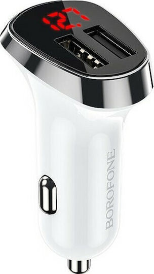 Borofone BZ15 Car Charger 12W 2.4A with Ports: 2xUSB White Color