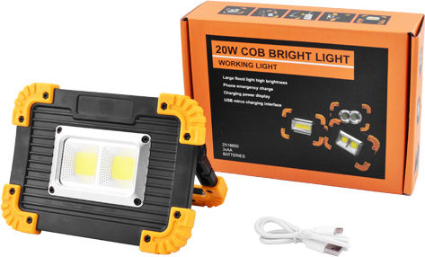 Carpower Battery Jobsite Light LED IP65 with Brightness up to 1800lm Work/Rechargeable