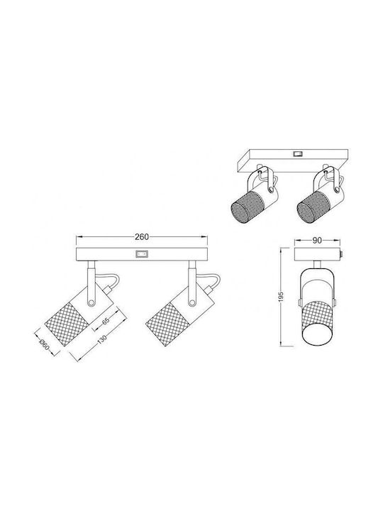 Trio Lighting Tosh Double Spot with Socket E14 in Black Color