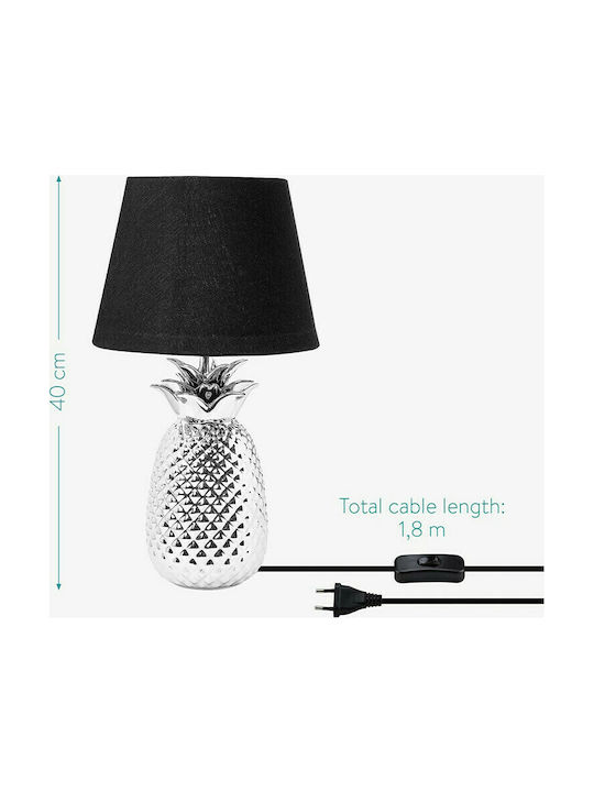 Navaris Pineapple Metal Table Lamp with Black Shade and Silver Base