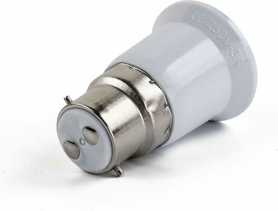 GloboStar Socket Adapter from B22 to E27 in White color Set 1pcs 02227