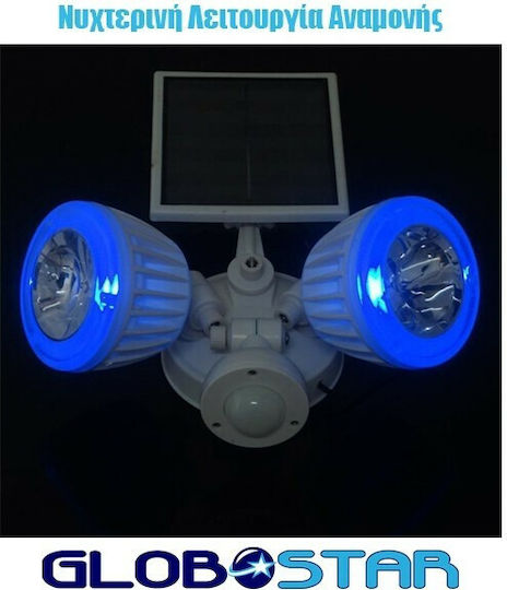 GloboStar Στεγανός Ηλιακός Προβολέας LED 30W Ψυχρό Λευκό 6000K με Αισθητήρα Κίνησης και Φωτοκύτταρο IP65