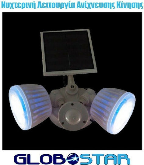 GloboStar Στεγανός Ηλιακός Προβολέας LED 30W Ψυχρό Λευκό 6000K με Αισθητήρα Κίνησης και Φωτοκύτταρο IP65