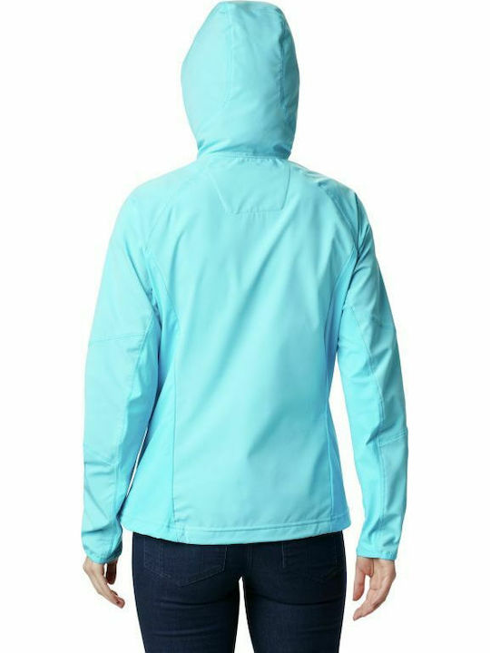 Columbia Women's Short Sports Softshell Jacket Waterproof and Windproof for Winter with Hood Turquoise