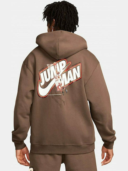 Jordan Jumpman Men's Sweatshirt Jacket with Hood and Pockets Archaeo Brown