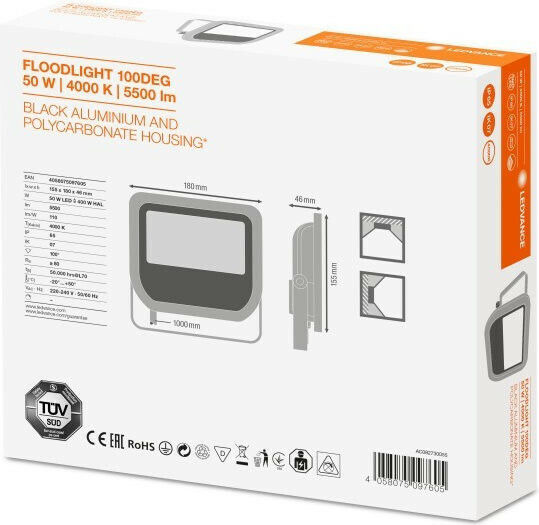 Ledvance Στεγανός Προβολέας LED 50W Φυσικό Λευκό 4000K IP65