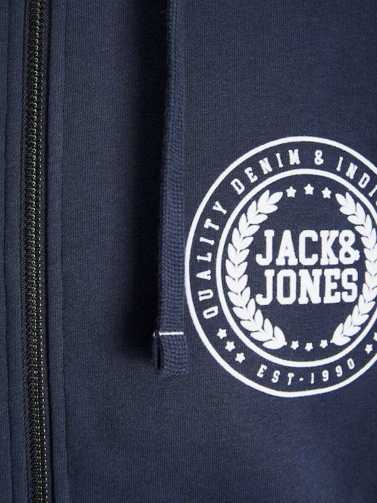 Jack & Jones Мъжка Суитшърт Жакет с Качулка и Джобове тъмносиньо сако