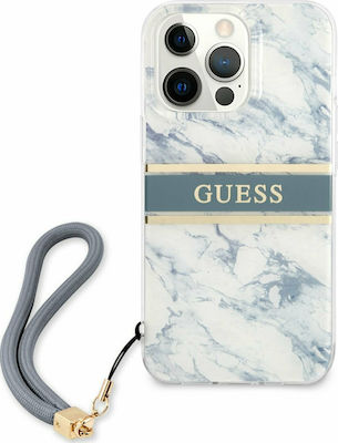 Guess Marble Stripe Umschlag Rückseite Silikon Blau (iPhone 13 Pro Max) GUHCP13XKMABBL