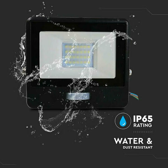V-TAC Waterproof LED Floodlight 20W Natural White 4000K with Motion Sensor IP65