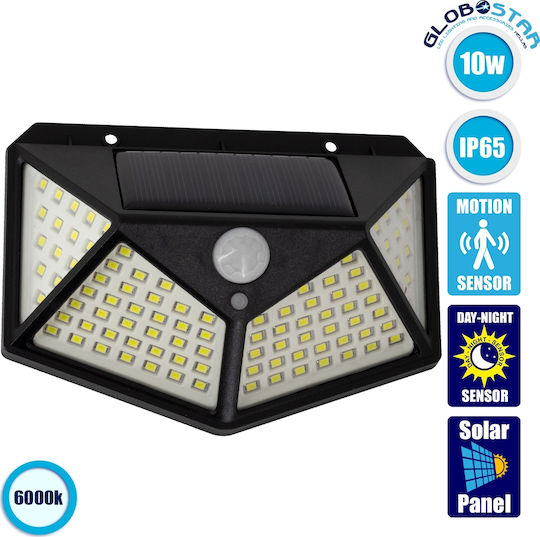 GloboStar Wall Mounted Solar Light 10W 1000lm Cold White 6000K with Motion Sensor and Photocell IP65