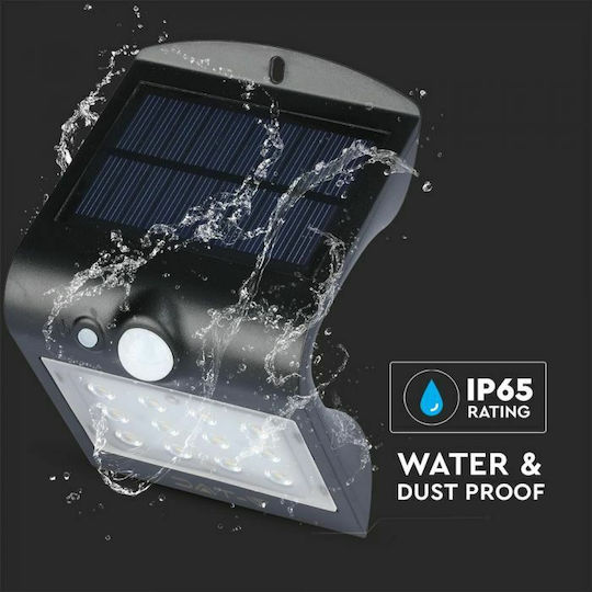 V-TAC Wandmontiert Solarleuchte 1.5W 220lm Natürliches Weiß 4000K mit Bewegungssensor und Fotokontakt IP65