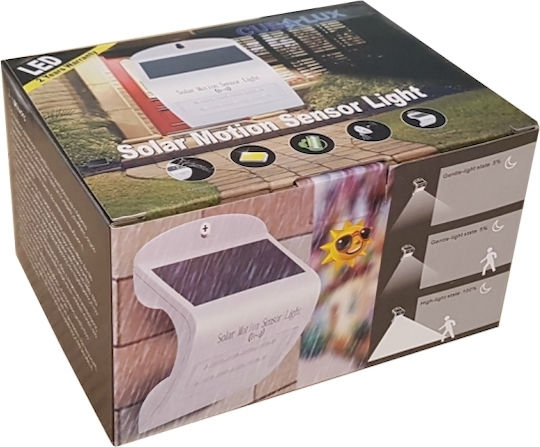 Cubalux Wandmontiert Solarleuchte 2W 250lm Natürliches Weiß 4000K mit Bewegungssensor und Fotokontakt IP44