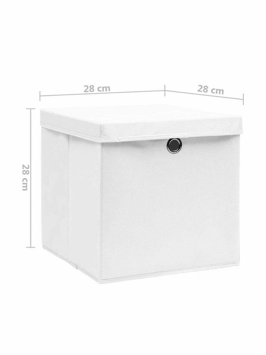 vidaXL Текстил Кутия за съхранение с капак Бял 28x28x28см 10бр