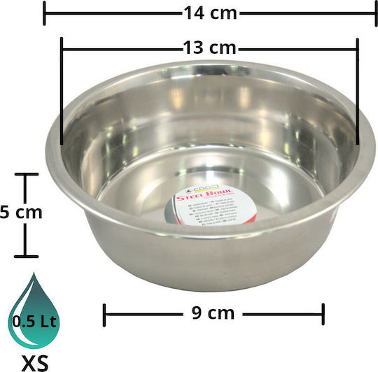 Croci Steel Dos Metallisch Schalen Futter & Wasser für Hund 500ml 13cm in Silber Farbe