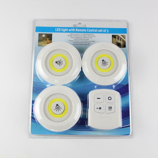 LED Light Spot for Cabinets with Battery Powered and Remote Control 3pcs