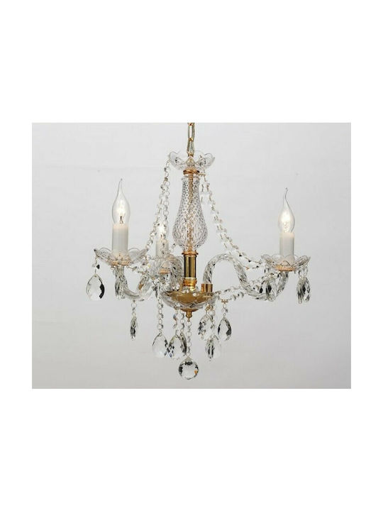 Aca Candelabru 3xE14 Ø48cm cu Lumânări Auriu BLK80413PCG