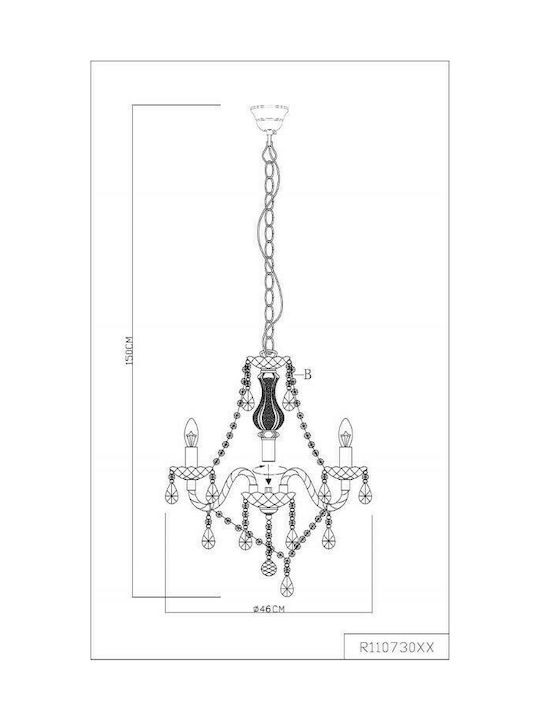 Trio Lighting Luster Πολυέλαιος 3xE14 με Κεράκια Πολύχρωμος R11073017