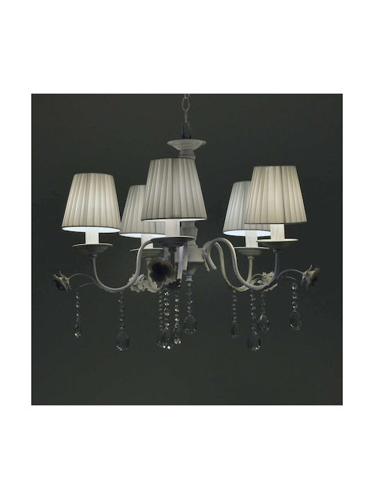 Inart Candelabru 5xE14 Ø60cm Alb 3-10-048-0011