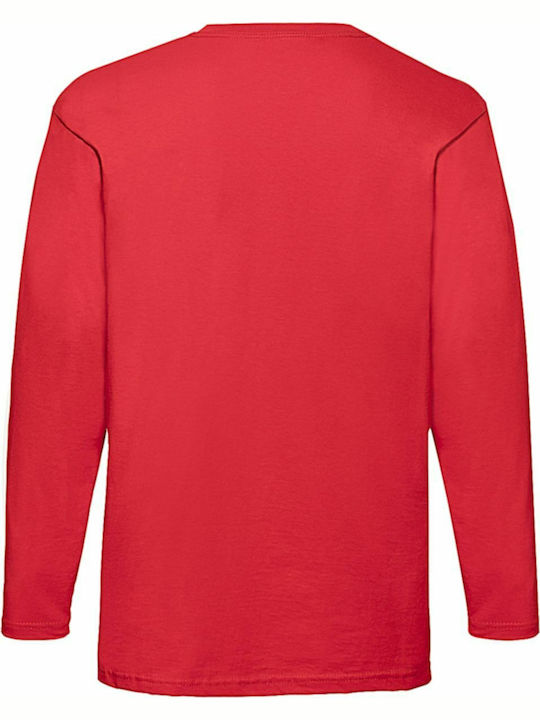 Fruit of the Loom Valueweight LS Τ Ανδρική Διαφημιστική Μπλούζα Μακρυμάνικη σε Κόκκινο Χρώμα