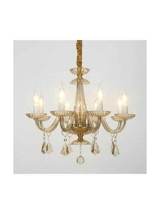 Aca Chandelier Candlestick 8xE14 Gold 59cm BLK80388PCMG