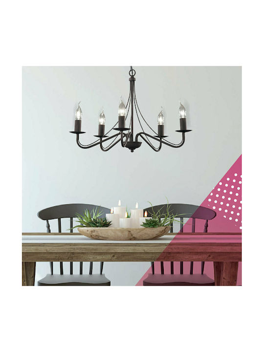 Trio Lighting Country Kronleuchter 5xE14 Ø55cm mit Kerzen Schwarz R1198-24