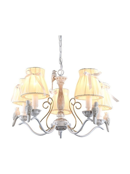 Aca Ekavi Chandelier Lampshade 5xE14 White 58cm EG166085PW