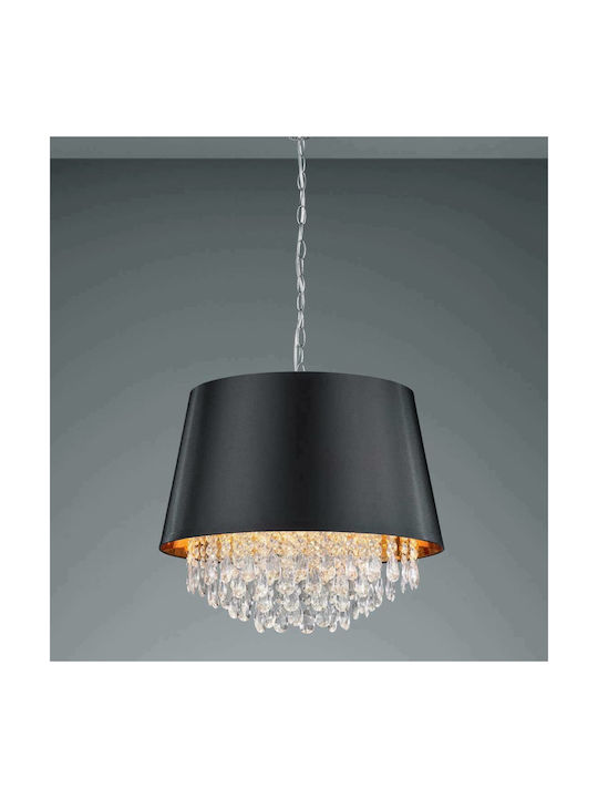 Trio Lighting Loreley Πολυέλαιος 3xE14 Ø50cm με Καπέλα Μαύρος 309300302