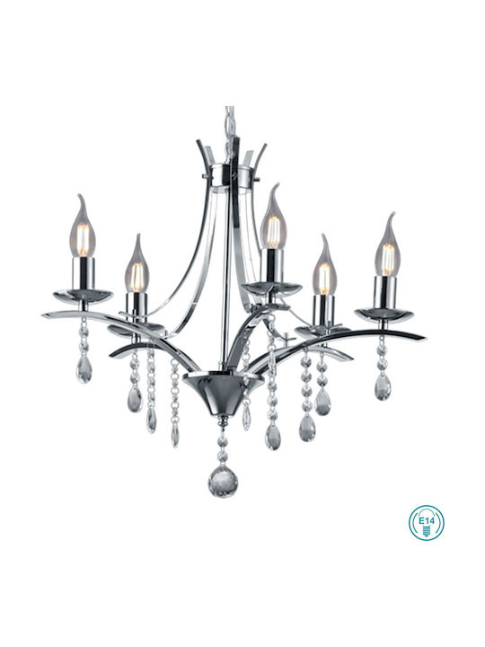 Trio Lighting Lucerna Candelabru Ø52cm Cu Sfeșnice Argintii Trio Lighting Lucerna Candelabru Ø52cm Cu Sfeșnice Argintii