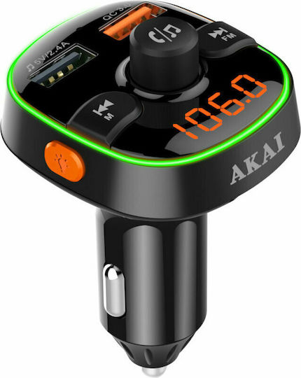 Akai Proffesional FM Car Transmitter FMT-52BT Led with Bluetooth / MicroSD / USB