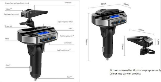 Andowl FM Transmitter Αυτοκινήτου V6 με Bluetooth