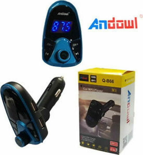 Andowl FM Transmitter Αυτοκινήτου An-q-b66 με Bluetooth / MicroSD / USB Μπλε