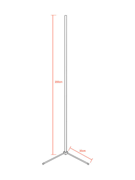GloboStar LED Φωτιστικό Δαπέδου Υ200xΜ3εκ. με RGB Φως 100lm Μαύρο