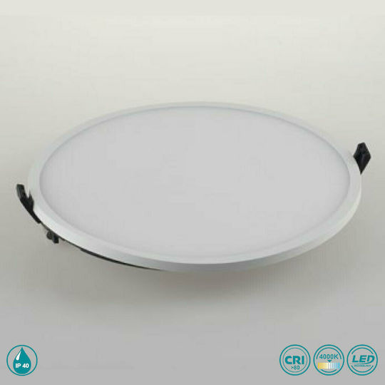 Fan Europe Plus-R20M Rund Vertieft LED Panel 20W mit Natürliches Weiß Licht 4000K