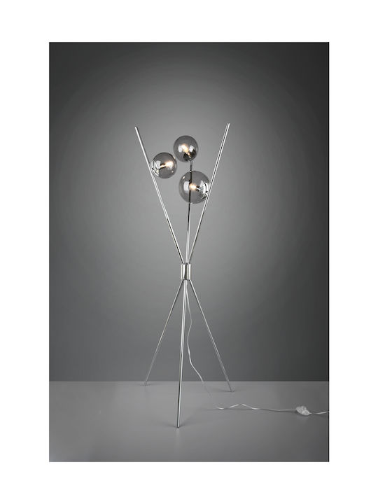 Trio Lighting Lance Floor Lamp H156xW60cm. with Socket for Bulb E14 Silver