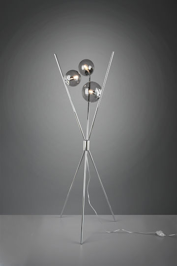 Trio Lighting Lance Stehleuchte H156xB60cm. mit Fassung für Lampe E14 Silber