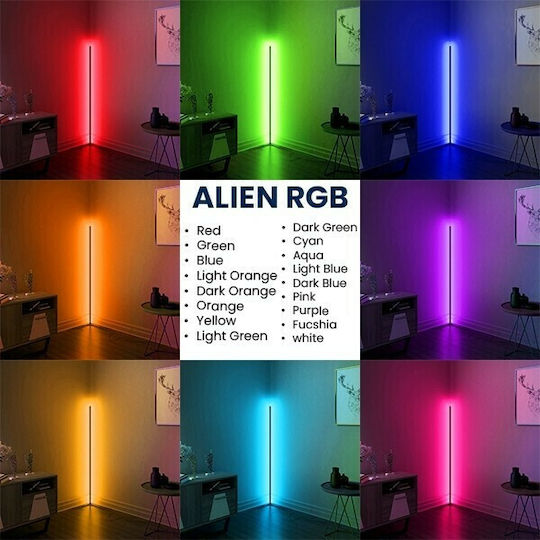 GloboStar LED Floor Lamp H250xW3cm. with RGB Light 100lm Black