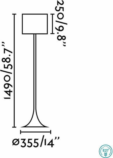 Faro Barcelona Stehlampe Y149xH35,5cm mit Lampenbirnensockel E27 Schwarz