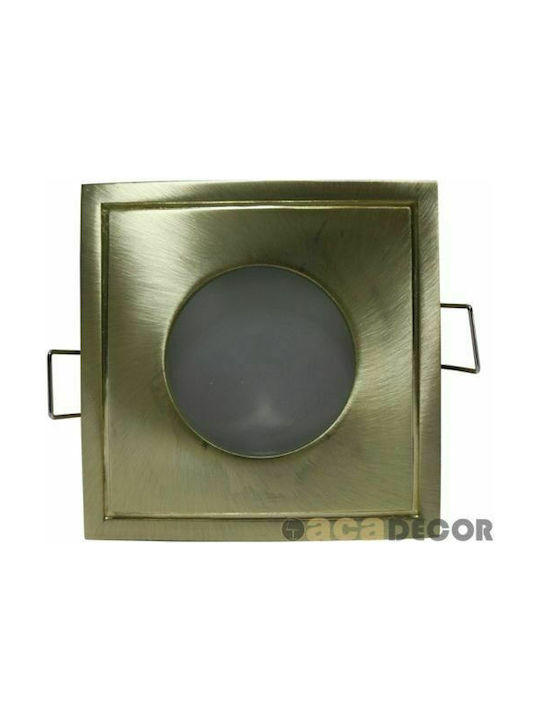 Aca Σποτ Οροφής Εξωτερικού Χώρου GU10 82x82mm σε Χρυσό Χρώμα BS3406GAB