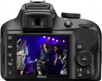 Nikon DSLR Φωτογραφική Μηχανή D3400 Crop Frame Kit (EF-S 18-135mm F3.5-5.6 IS USM + W-E1 Wi-Fi Adapter)Kit (AF-P DX 18-55mm F3.5-5.6G)Kit (HD DA 18-50mm F4-5.6 DC WR RE + DA 50-200mm F4-5.6 ED WR) Black