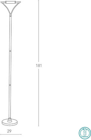 Fan Europe ET Floor Lamp H181xW29cm with R7S Lamp Bulb Base Chrome