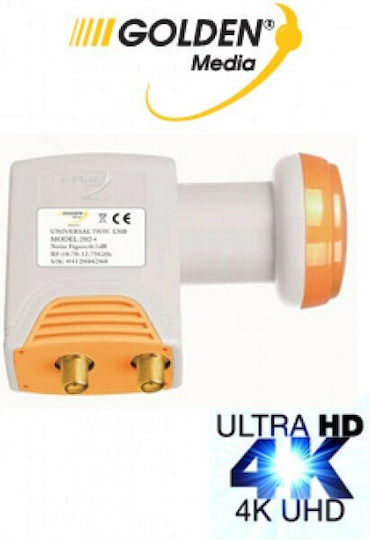 Golden Media 202 LNB Twin (2 Εξόδων) με Χαμηλό Όριο Θορύβου 0.1dB