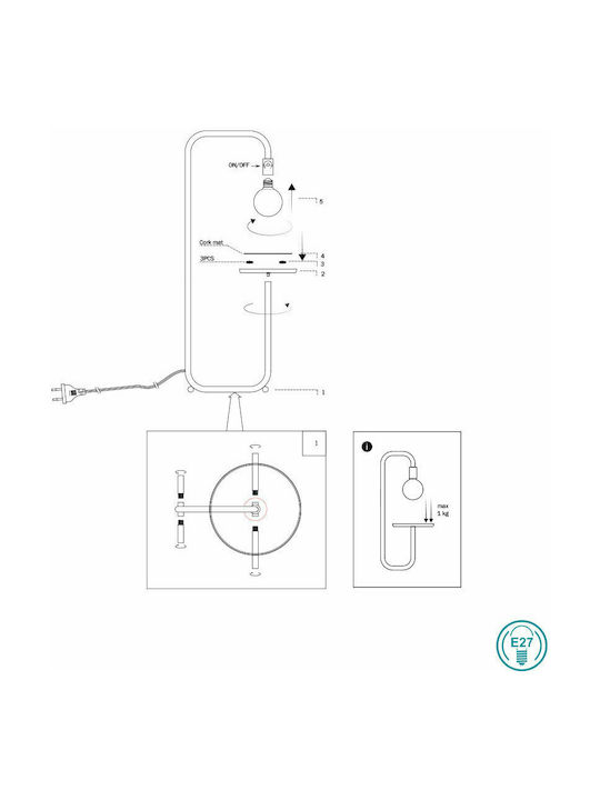 Faro Barcelona Guest Floor Lamp H106xW40cm. with Socket for Bulb E27 Black