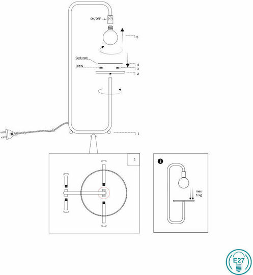 Faro Barcelona Guest Stehleuchte H106xB40cm. mit Fassung für Lampe E27 Schwarz