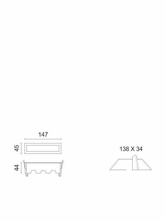Spot Light Rectangular Recessed LED Panel 10W with Natural White Light 4000K 14.7x4.5cm